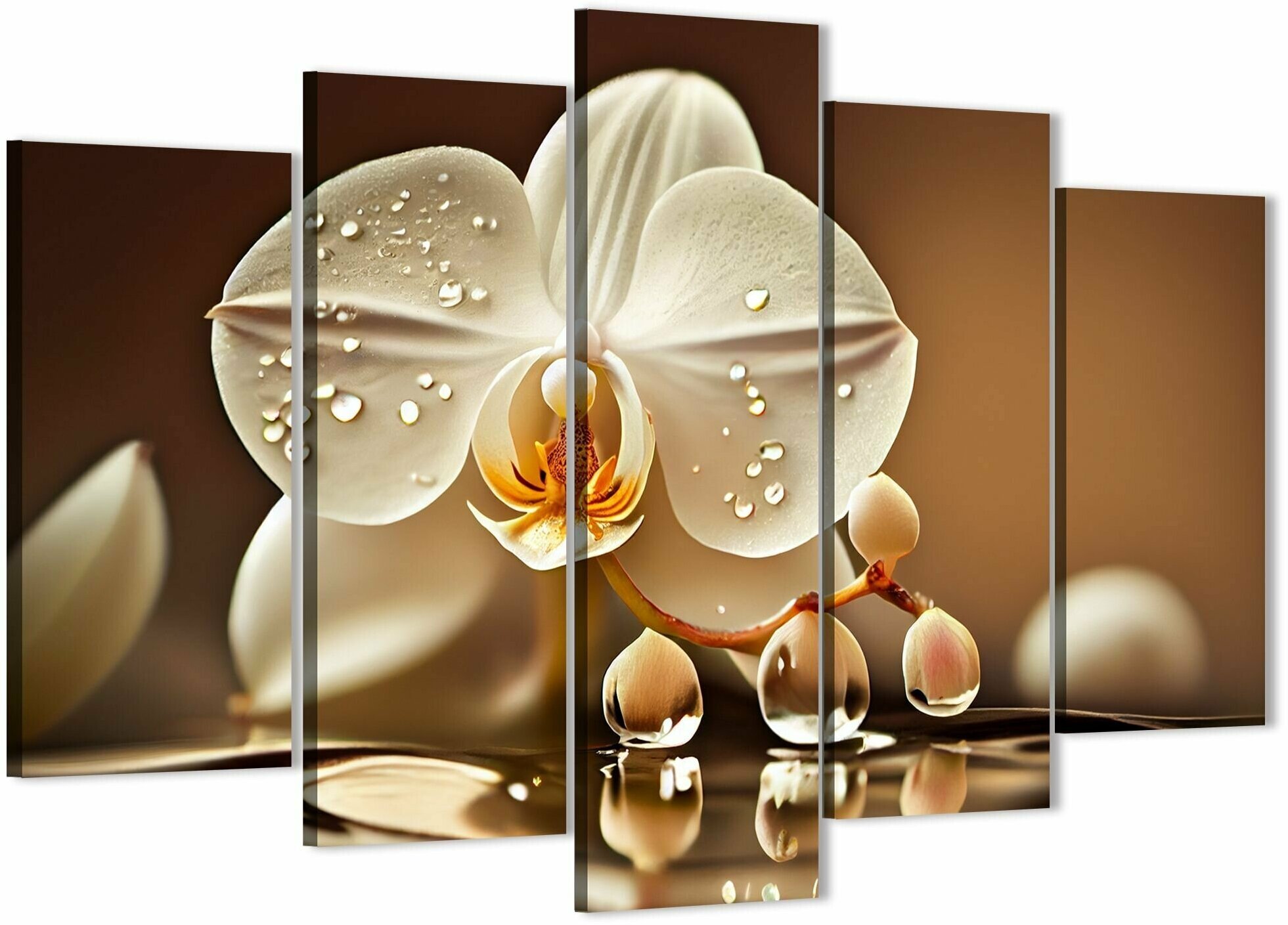 Картина модульная на стену ДоброДаров "Белая орхидея" 140х80 см MD0368