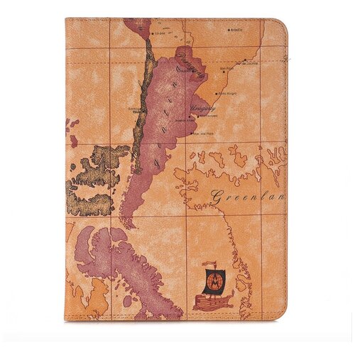 фото Чехол-футляр mypads для samsung galaxy tab a 8.0 (2019) sm-t290 / t295 водоотталкивающий с трансформацией в мульти-подставку тематика карта мира кожаный коричневый