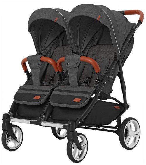 Прогулочная коляска для двойни CARRELLO Connect CRL-5502, serious black, цвет шасси: черный