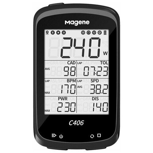 Беcпроводной GPS велокомпьютер Magene С406 - 37 функций (совместим с датчиками: скорости, каденса, пульса, измерителя мощности) датчик скорости и каденса magene s314 mgns314