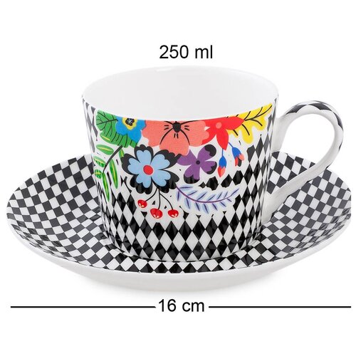 SL-23 Чашка с блюдцем Цветочный модерн (Stechcol)