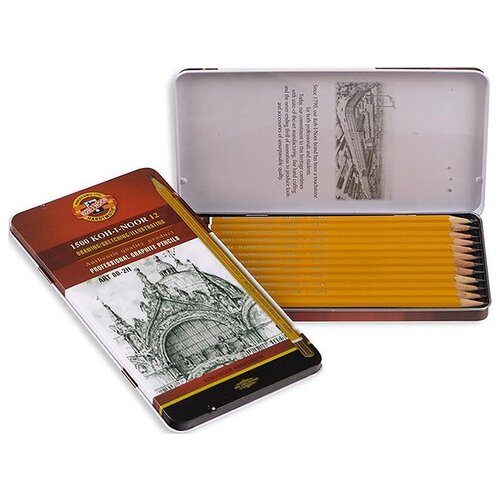 Набор чернографитных карандашей KOH-I-NOOR 1502/II 8B-2H (12 штук) 14pcs set professional wooden sketch pencils 12b10b 8b 7b 6b 5b 4b 3b 2b graphite art manual draw pen office school stationery