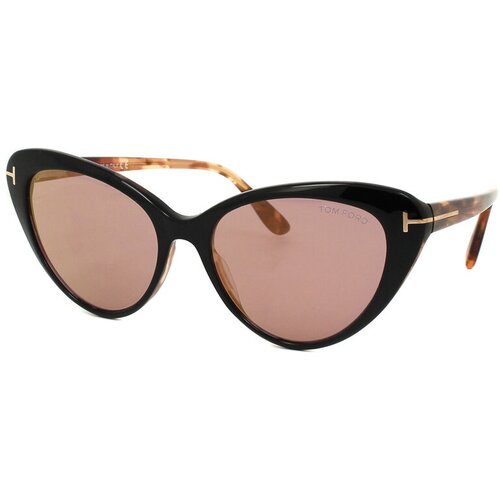 фото Солнцезащитные очки tom ford, кошачий глаз, оправа: пластик, зеркальные, для женщин, черный