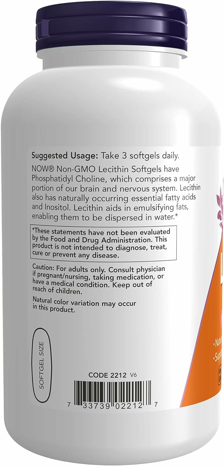 NOW Lecithin 1200 mg 200 softgel / Нау Лецитин 1200 мг 200 софтгель