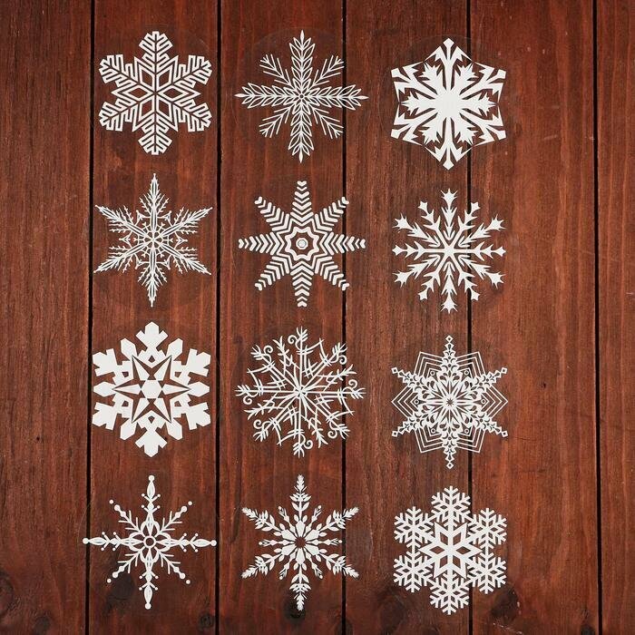 Набор наклеек новогодних Дарим Красиво "Снежинки" белые, 29,2х38,1 см (5205870)