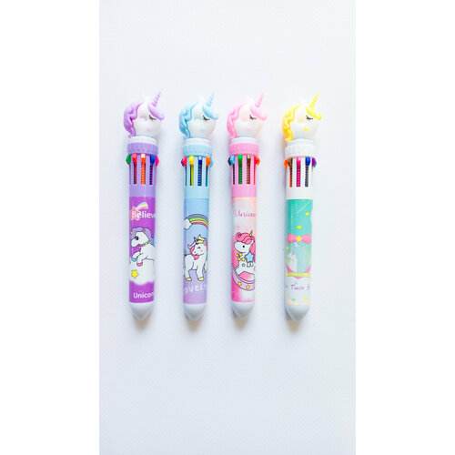 Комплект разноцветных ручек с Единорогом 10 цветов в 1 разноцветная ручка с единорогом 8 цветов в 1