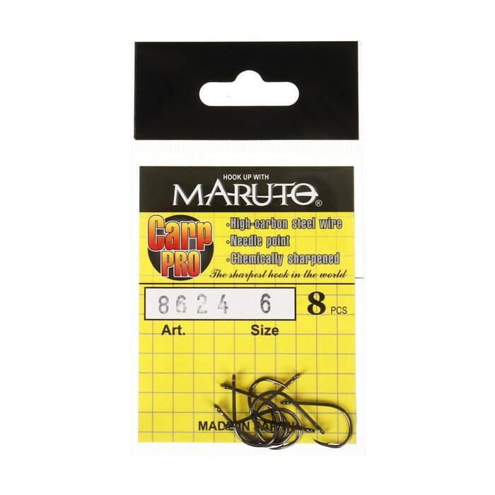 Крючки карповые Maruto 8624, цвет BN, №6 Carp Pro, 8 шт. 9680703