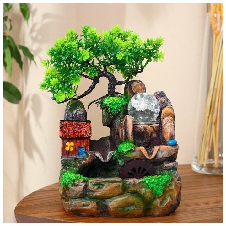 Фонтан 'Домик у пруда' 16х17х27 см (с подсветкой)