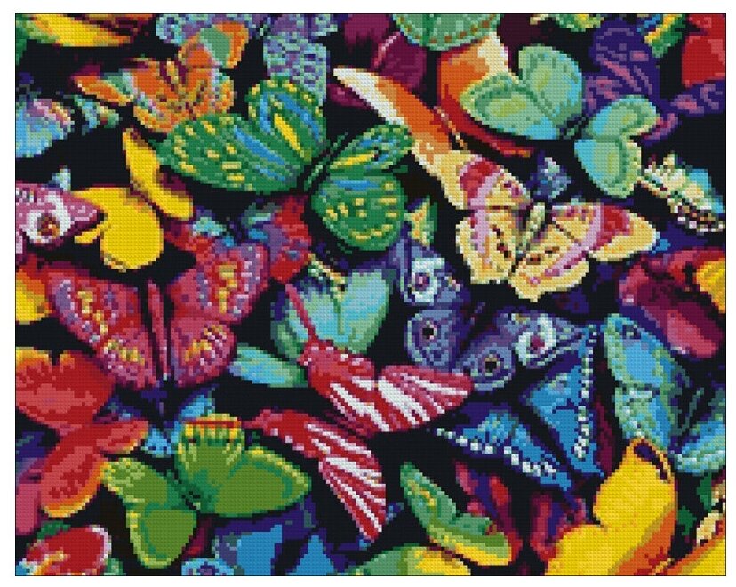 Гранни Набор алмазной вышивки Разноцветные бабочки (ag404) 48x38 см