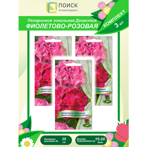 Комплект семян Пеларгония зональная Династия фиолетово-розовая комнатн. х 3 шт.