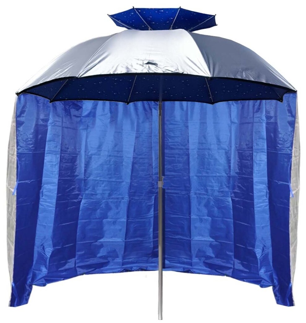 Палатка пляжная / Зонт пляжный со съемной шторкой - усиленная солнцезащита, вентиляция, наклон - диаметр 220см - алюминиевый каркас - фотография № 8