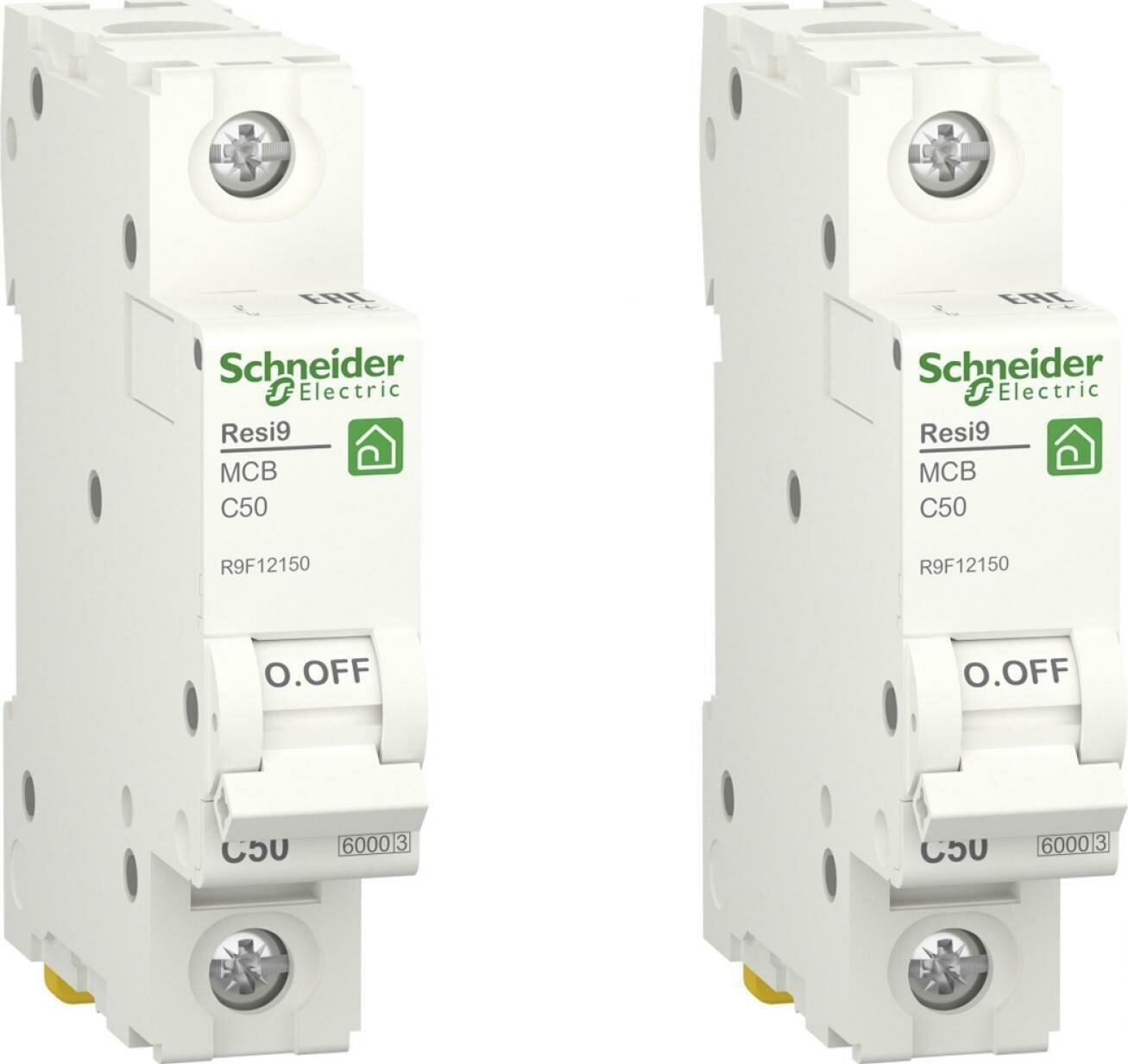 Автоматический выключатель Schneider Electric Resi9 1P 50А характеристика C (комплект из 2 шт)