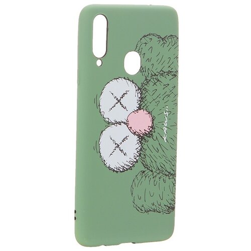 фото Чехол-накладка силикон luxo для samsung a20s 0.8мм с флуоресцентным рисунком kaws болотный