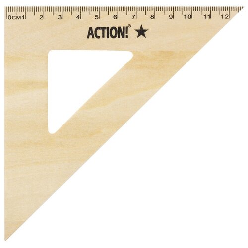 Action! Угольник деревянный 45° 12 см (AWR12/45), бежевый треугольник 30° 12см schoolформат пластик 08 21 41