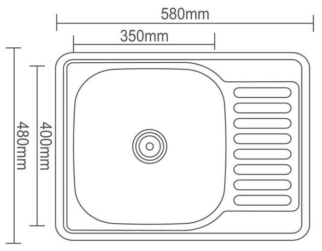 Мойка кухонная Accoona AB4858-L, врезная, левая, толщина 0.6 мм, 580х480х165 мм, глянец./В упаковке шт: 1 - фотография № 5