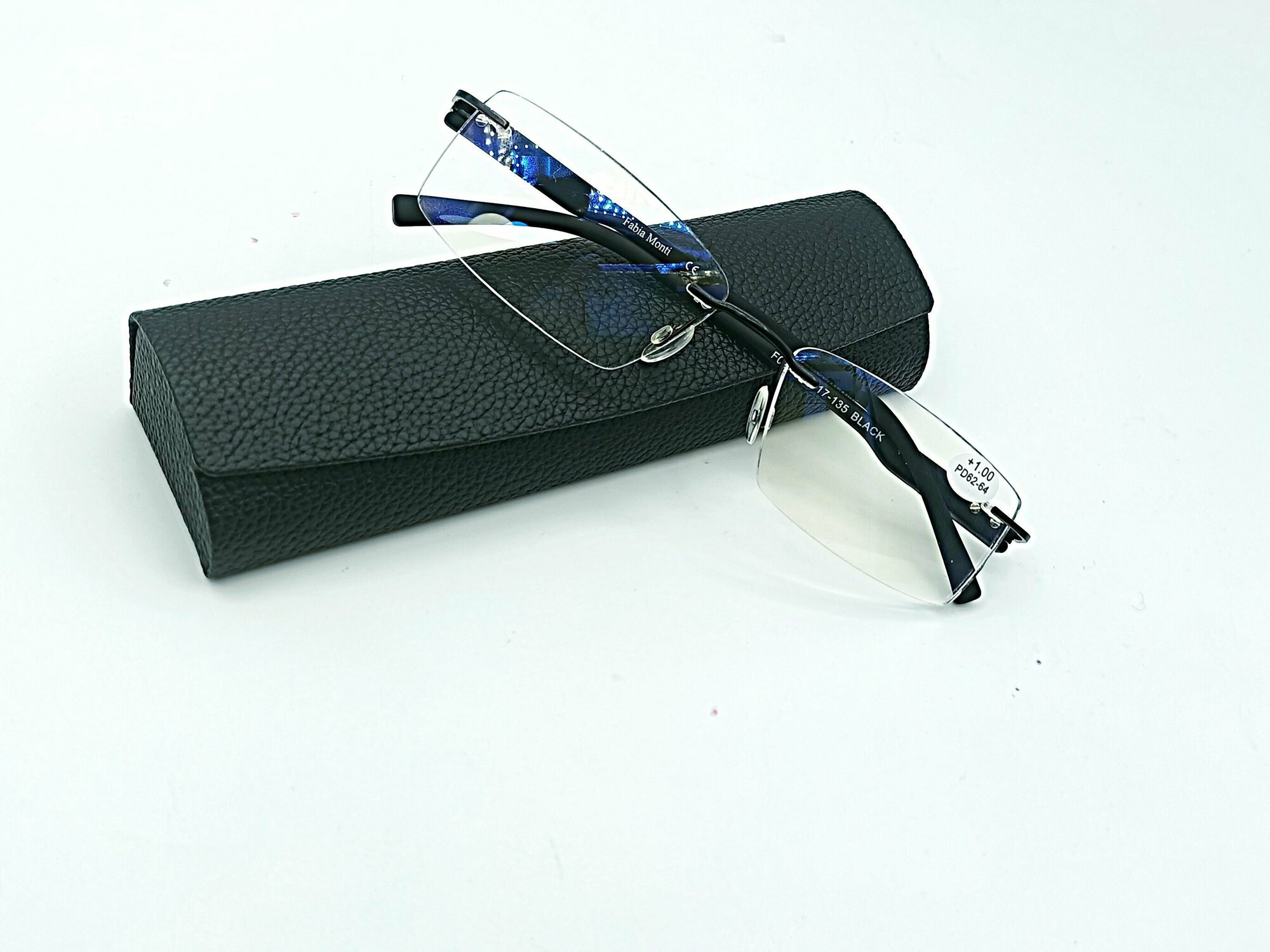 Стильные легкие очки в модной оправе безободковые +1.50 с футляром