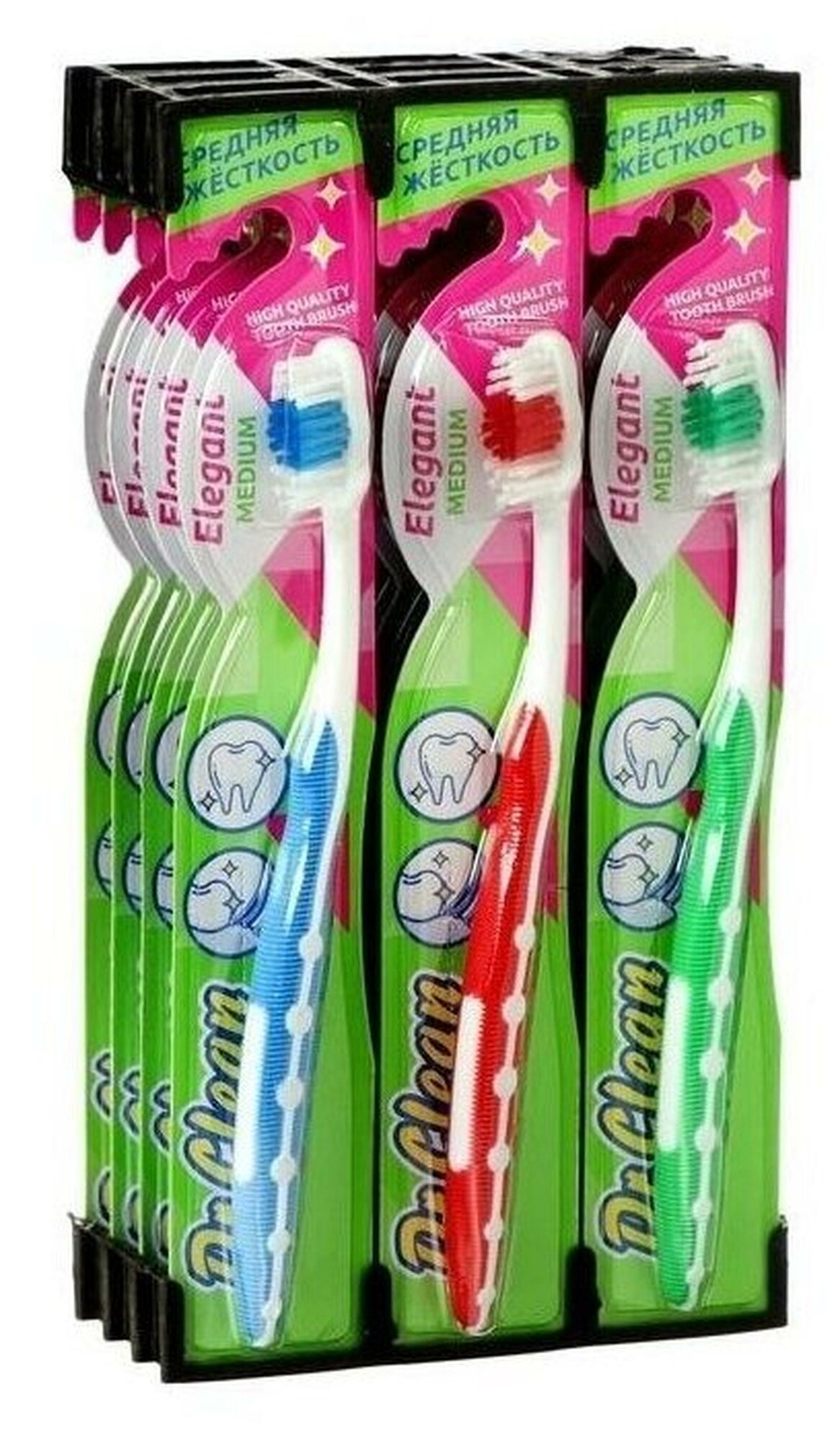 Зубная щётка Dr. Clean Elegant medium, 1шт, микс