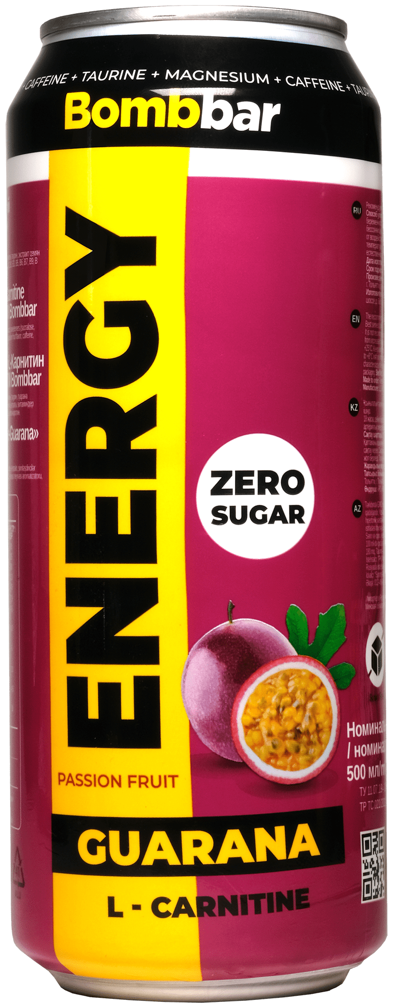 Энергетик, напиток без сахара с Л-карнитином BOMBBAR ENERGY (Маракуйя) 12х500мл / С гуараной энергетический напиток - фотография № 2