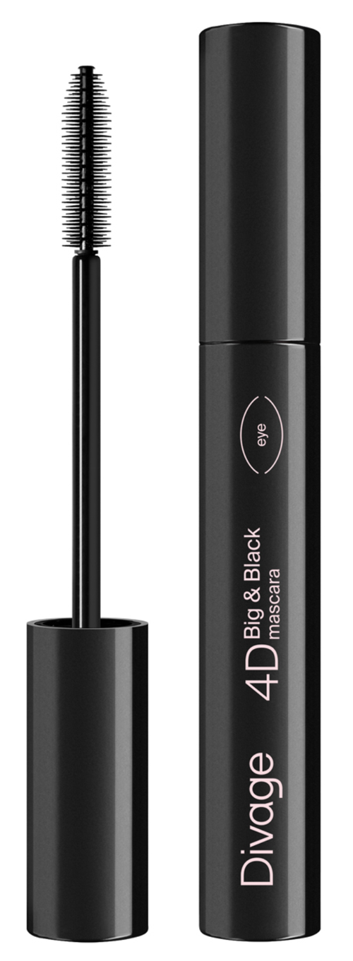 Divage / Диваж Тушь для ресниц удлиняющая Mascara 4d Big & black черная с силиконовой щеточкой 9мл / средство для объема