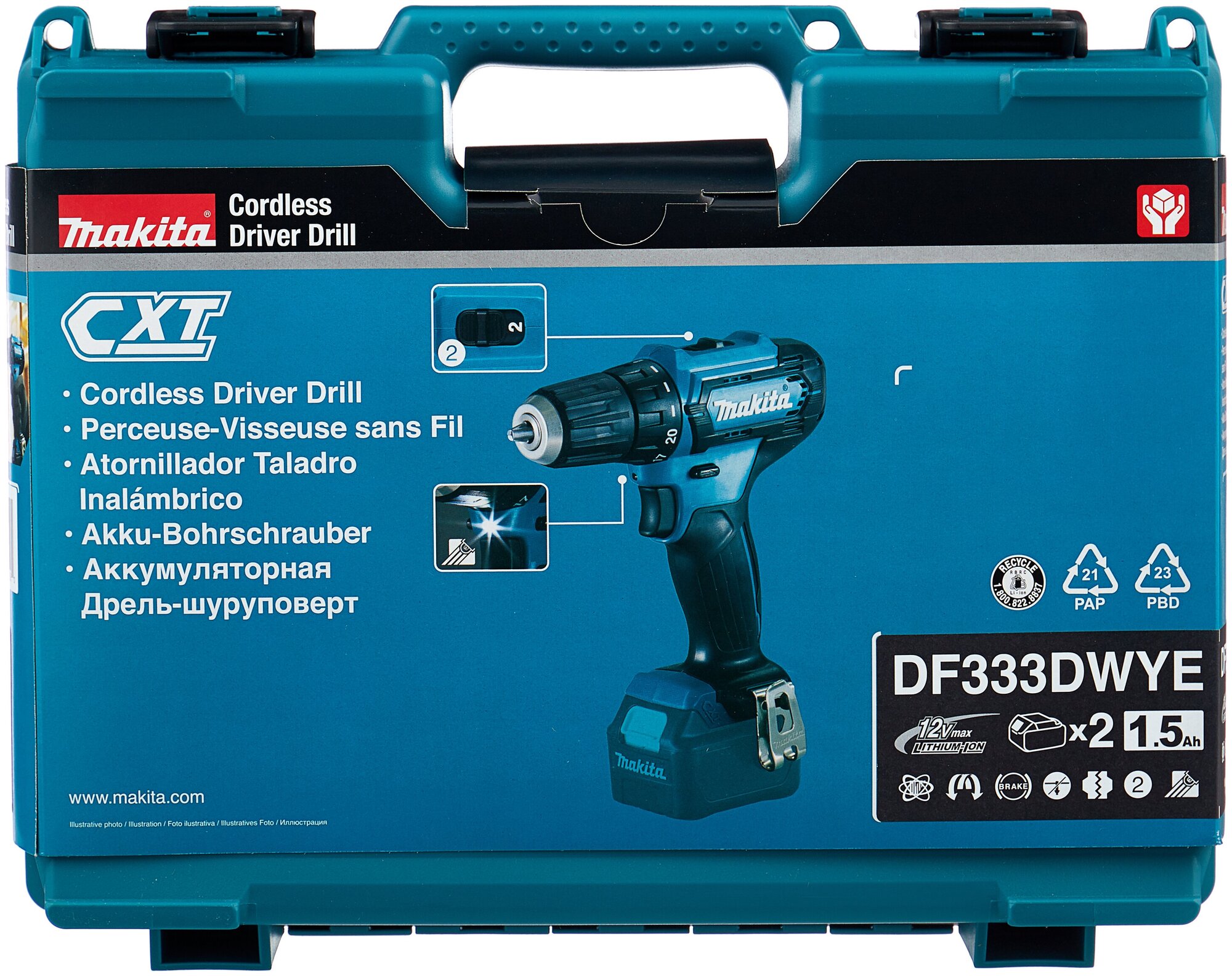 Дрель аккумуляторная Makita DF333DWYE