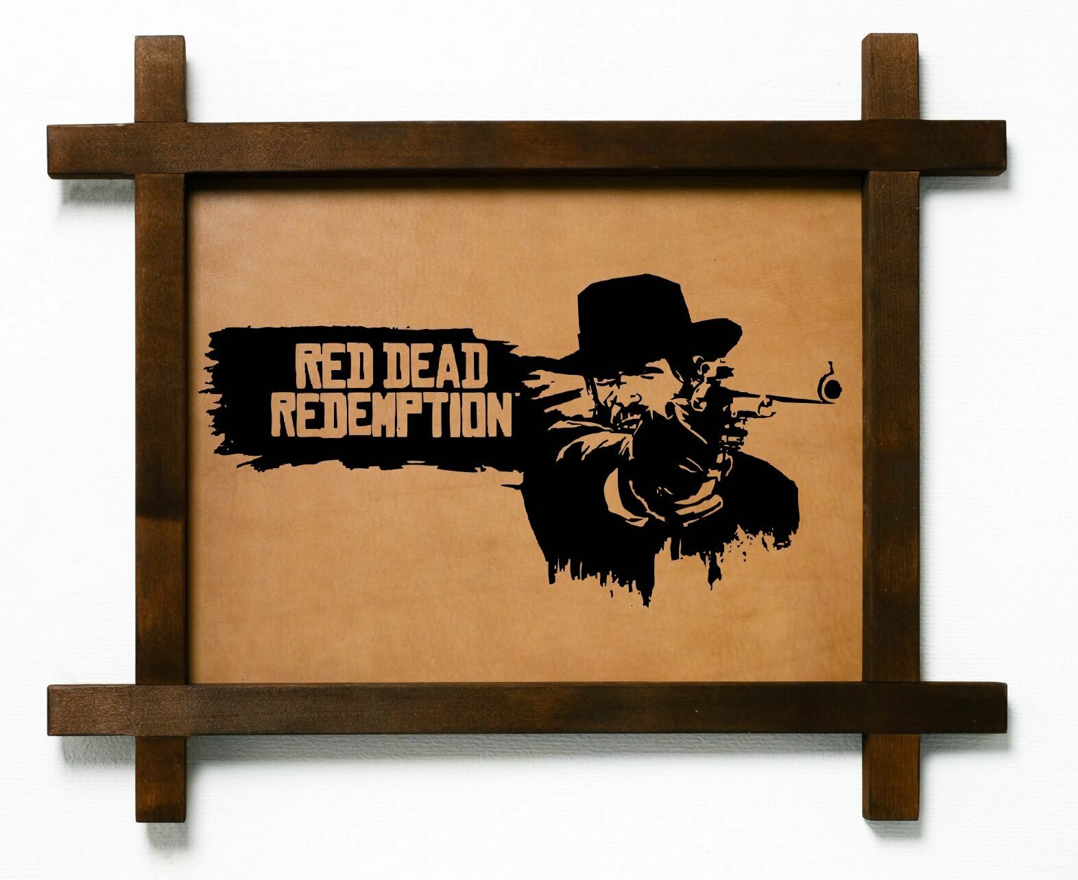 Картина "Red Dead", подарок, натуральная кожа, BoomGift