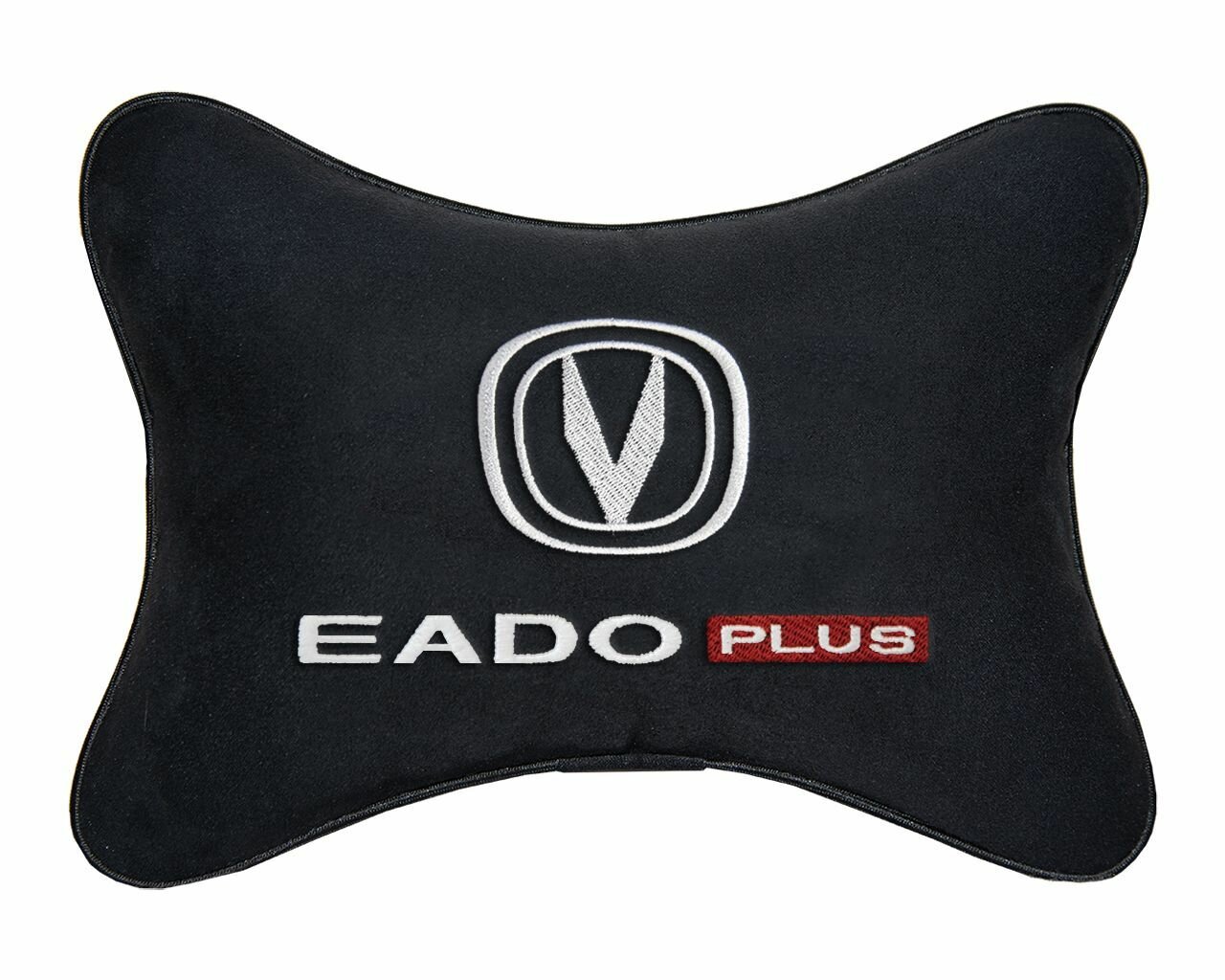 Автомобильная подушка на подголовник алькантара Black с логотипом автомобиля CHANGAN Eado Plus