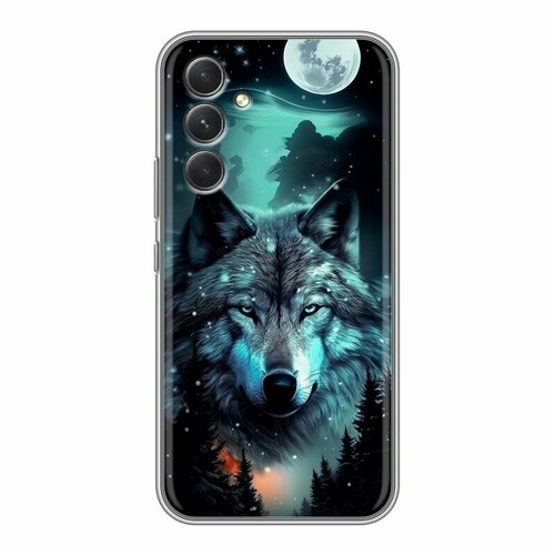 Дизайнерский силиконовый чехол для Гэлакси А54 5Ж / Samsung Galaxy A54 5G Волк и луна