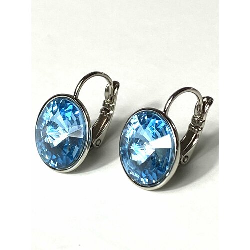 Серьги Florento хрусталь кристаллы Swarovski размер 12 мм голубой 1099₽