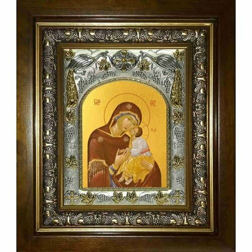 Икона Божья Матерь Влахернская, 14x18 см, в деревянном киоте 20х24 см, арт вк-2738