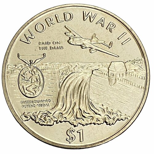 либерия 1 доллар 1997 г вторая мировая война битва за британию Либерия 1 доллар 1997 г. (Вторая мировая война - Операция Chastise (рейд на дамбы))