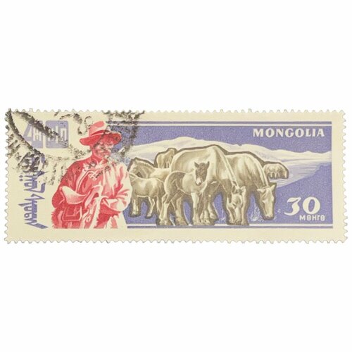 Почтовая марка Монголия 30 мунгу 1961 г. 40 годовщина победы народной республики: животноводство (3) почтовая марка монголия 30 мунгу 1961 г 40 годовщина победы народной республики спорт 3