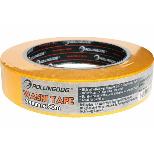 Rollingdog Малярная лента Washi Tape, малярный скотч 24 мм. х 50 м, для четких границ, 80853