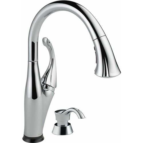 Смеситель для кухонной раковины Delta Addison 1-handle Kitchen Faucet Pull Down Spray Touch2o Chrome 9192t-dst / Model #: D9192TDST органайзер для раковины с дозатором мыла и бутылочкой joseph sinkbase серый