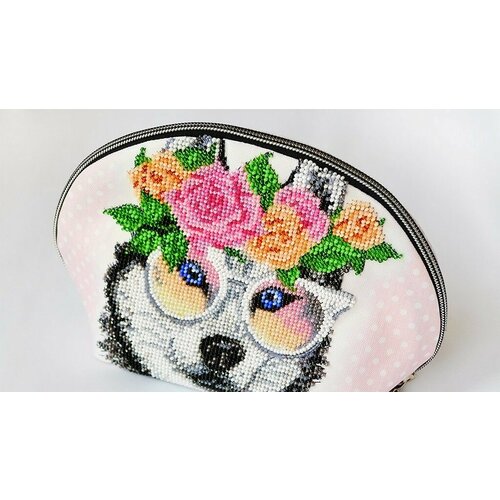 Косметичка хаски в тренде, набор для вышивания