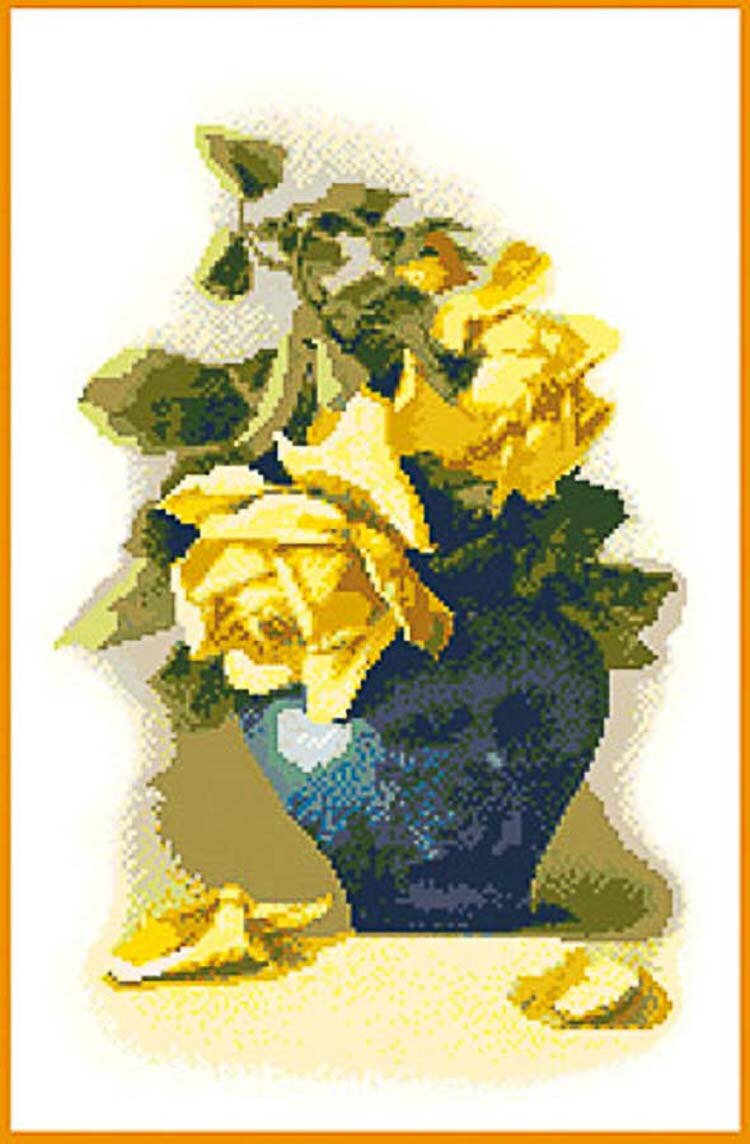 Схема для вышивания цв. А3 5 шт ДК-310 "Желтые розы в вазе" 150х230кл