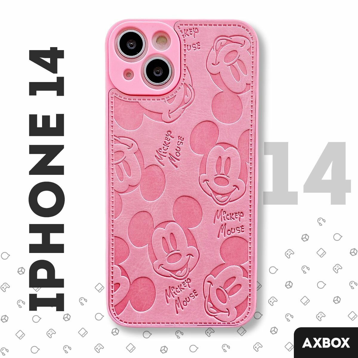 Чехол на Айфон 14 и iPhone 13 розовый силиконовый Микки Маус, Mickey Mouse, кожа