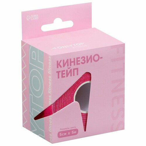 Кинезио-тейп ONLYTOP Pink, 5 см х 5 м кинезио тейп 5 см х 5 м лаймовый