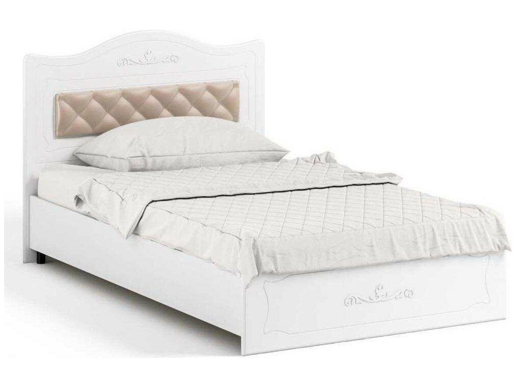 фото Кровать 1200 с мягким элементом Италия ИТ-7 + ИТ-7А белое дерево (Белый)