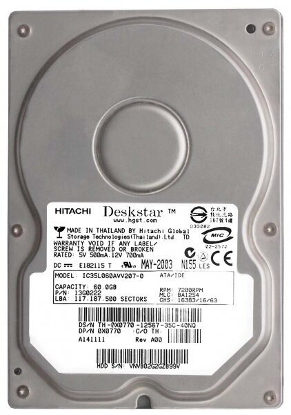 Жесткий диск Dell X0770 60Gb IDE 3,5" HDD