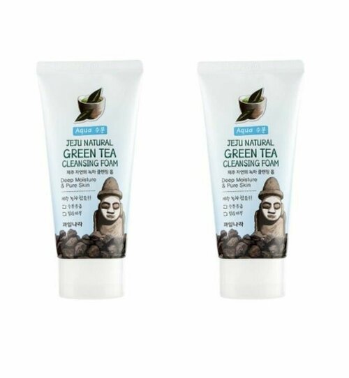 Welcos Kwailnara Пенка Jeju Natural Green Tea Cleansing Foam, 120 гр, 2 шт