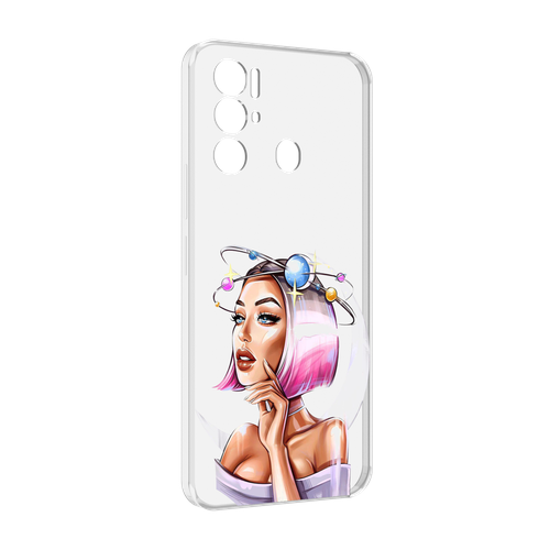 Чехол MyPads девушка-с-планетами-на-голове женский для Tecno Pova Neo 4G задняя-панель-накладка-бампер