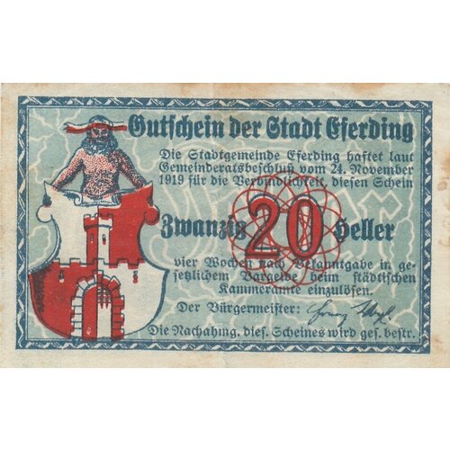 Австрия, Эфердинг 20 геллеров 1919 г. (№1.4) (2) австрия эфердинг 50 геллеров 1919 г 2 2