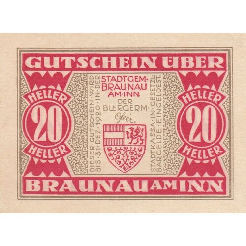 Австрия, Браунау-ам-Инн 20 геллеров 1914-1920 гг.