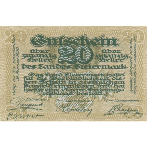 Австрия, Штирия 20 геллеров 1919 г. (3) австрия гмунден 20 геллеров 1919 г