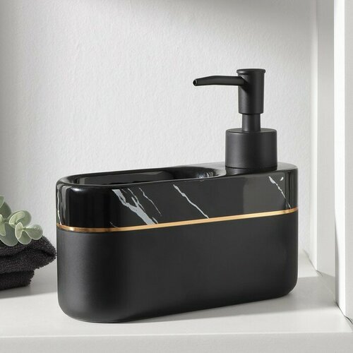 Дозатор для мыла SL Home Lines с подставкой для губки 400 мл цвет чёрный 1134₽