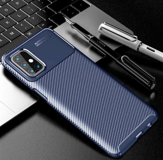 Чехол-панель-бампер MyPads Sotto il Carbonio для Samsung Galaxy Note 20 (SM-N980F) из силикона с матовой отделкой под карбон синий
