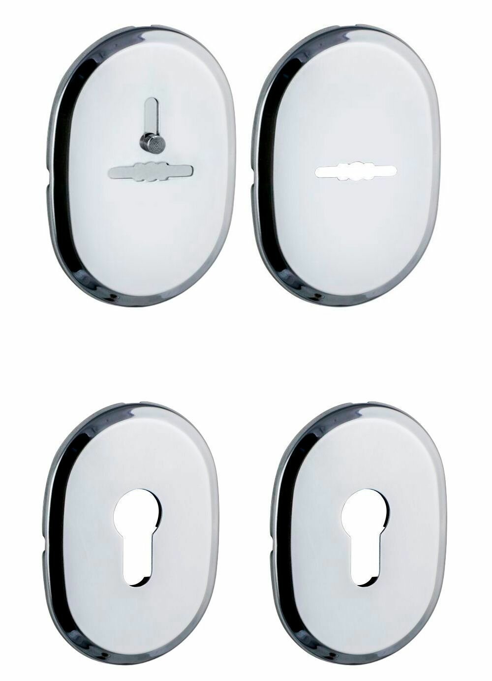 Комплект накладок на дверь Fuaro под цилиндр ESC 473 (90х65) СP хром 2 шт, ESC 476 (90х65), ESC 475 (90х65) СP хром на сувальдный замок с шторкой