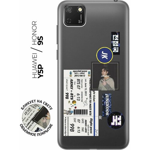 Силиконовый чехол с принтом BTS Stickers для Honor 9S / Huawei Y5P / Хуавей У5Р / Хонор 9с силиконовый чехол с принтом sarcasm для honor 9s huawei y5p хуавей у5р хонор 9с