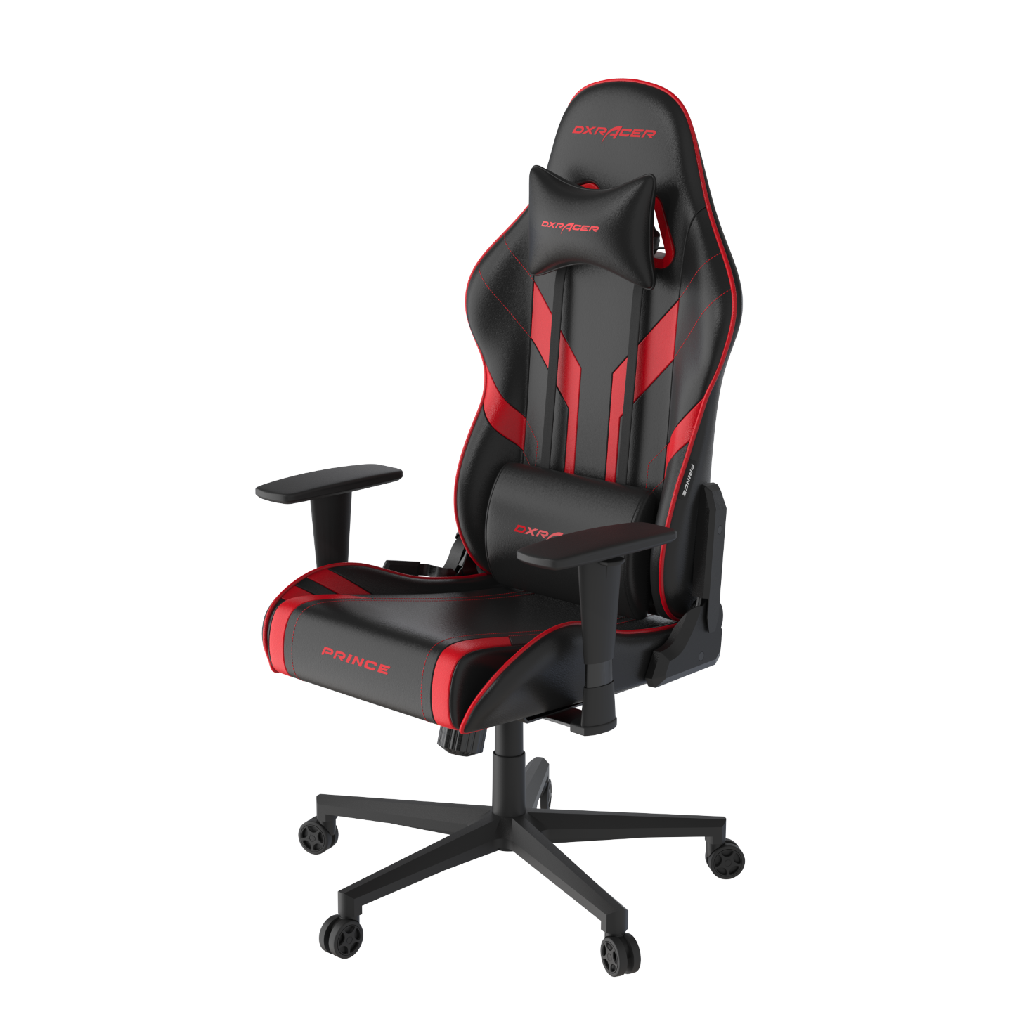 Кресло игровое DxRacer OH/P88/NR эко-кожа, черное с красными вставками, наклон спинки до 135 градусов, регулировка подлокотников 3 положения, механизм