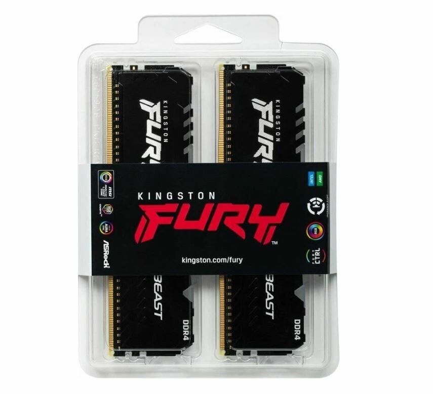 Память оперативная DDR4 Kingston Fury Beast 16Gb 2666Mhz (KF426C16BBAK2/16) - фото №12